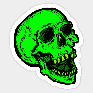 Intense Green Screaming Skull: Bold Pop of color Sticker